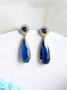 Priyaasi Blue Silver-Plated Contemporary Drop Earrings