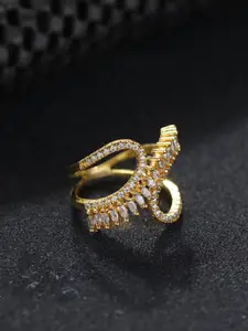 Priyaasi Gold-Plated White AD-Studded Finger Rings
