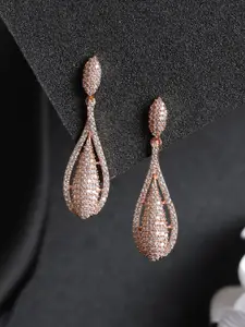 Priyaasi Contemporary Gold-Plated Drop Earrings