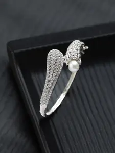 Priyaasi Women American Diamond Silver-Plated Bangle-Style Bracelet
