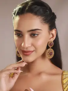 Priyaasi Women Gold-Plated Circular Drop Earrings
