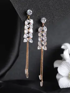 Priyaasi Women Rose Gold-Plated Contemporary Drop Earrings