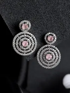 Priyaasi Women Silver-Plated Circular Drop Earrings