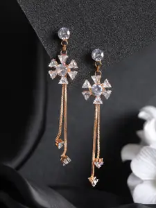 Priyaasi Women Rose Gold-Plated Contemporary Drop Earrings