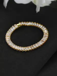 Priyaasi Women  Brass American Diamond Gold-Plated Link Bracelet