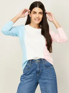 Fame Forever by Lifestyle Women Pink Colourblocked  Cotton Sweatshirt