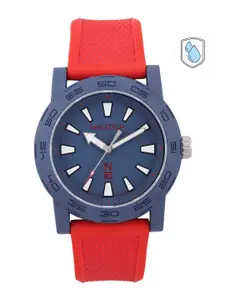 Nautica Men Blue Dial & Red Textured Straps Analogue N83 Watch NAPATF204