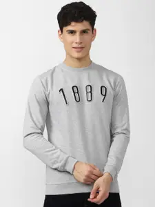 Peter England Casuals Men Cotton Grey Printed Sweatshirt