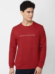 Peter England Casuals Men Red Printed Sweatshirt