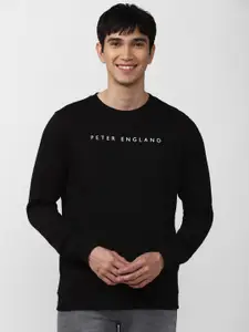 Peter England Casuals Men Black Printed Sweatshirt