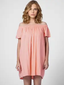 ONLY Women Coral Off-Shoulder A-Line Dress