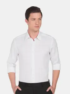 Arrow Men White Slim Fit Windowpane Checks Checked Cotton Formal Shirt