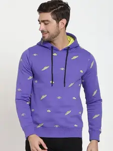 Bewakoof Men Purple Printed Hooded Sweatshirt