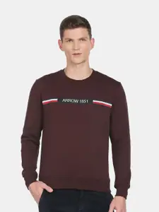 Arrow Sport Men Brown Printed Cotton Sweatshirt