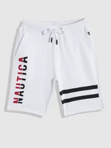 Nautica Boys Brand Logo Print & Striped Pure Cotton Shorts