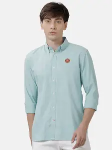 Double Two Men Green Slim Fit Casual Shirt