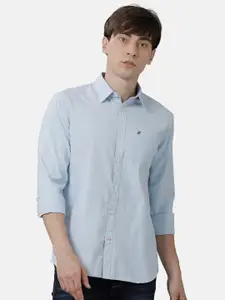 Double Two Men Blue Slim Fit Casual Shirt
