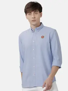 Double Two Men cotton Blue Slim Fit Casual Shirt