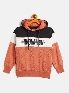 Duke Boys Brown Colourblocked Hooded Cotton Sweatshirt