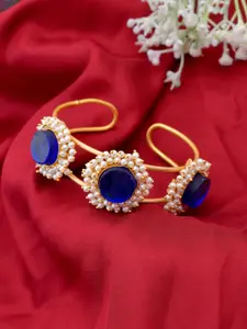 Silvermerc Designs Women Brass Onyx Gold-Plated Cuff Bracelet