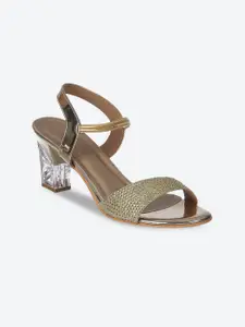 Biba Gold-Toned Embellished Block Sandals