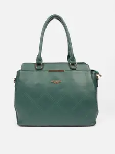 Carlton London Green Textured Structured Satchel with Quilted