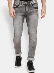 V-Mart Men Grey Low Distress Heavy Fade Jeans