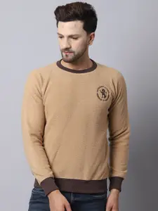 39 THREADS Men Camel Brown Solid Sweatshirt