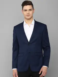Allen Solly Men Navy Blue Checked Slim-Fit Single Breasted Blazers