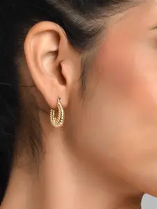 ToniQ Women Gold-Toned Circular Hoop Earrings