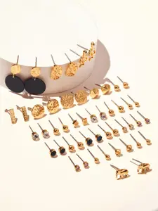 ToniQ Women Set of 25 Gold & Silver Plated Stud Earrings