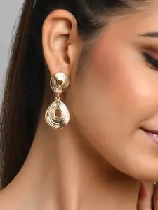 ToniQ Women Gold-Toned Geometric Drop Earrings