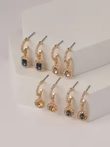 ToniQ Women Set of 4 Gold Plated Half Hoop Earrings