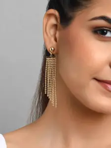 ToniQ Women Gold-Toned Geometric Drop Earrings