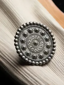 PANASH Women Oxidised Silver-Toned Adjustable Finger Ring