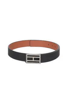 Tommy Hilfiger Men Black & Tan Leather Belt