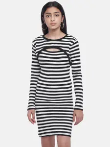 Coolsters by Pantaloons Black & White Striped T-shirt Dress