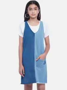 Coolsters by Pantaloons Blue Colourblocked Denim A-Line Dress