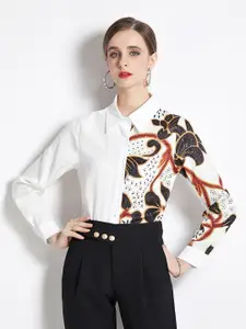 JC Collection Women White Floral Printed Casual Shirt