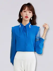 JC Collection Women Blue Solid Casual Shirt