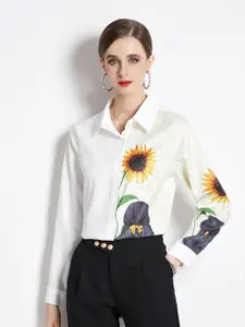 JC Collection Women White Floral Printed Casual Shirt