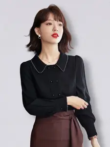 JC Collection Women Black Solid Polyester Casual Shirt