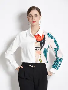 JC Collection Women White Printed Casual Shirt