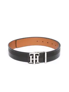 Tommy Hilfiger Men Black & Tan Brown Solid Reversible Leather Belt