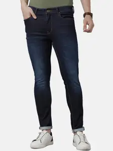 Double Two Men Blue Lean Slim Fit Mildly Distressed Light Fade Stretchable Jeans