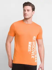 Being Human Men Orange Typography Printed Cotton T-shirt