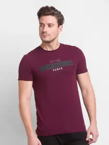 Being Human Men Violet Typography Printed Cotton T-shirt