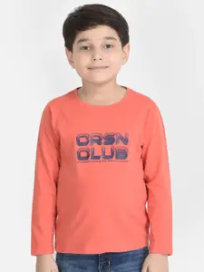 Crimsoune Club Boys Pink Typography Printed T-shirt
