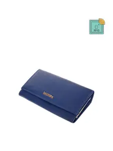 Sassora Women Solid Leather RFID Two Fold Wallet