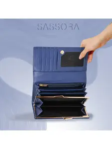 Sassora Women Solid Leather RFID Two Fold Wallet